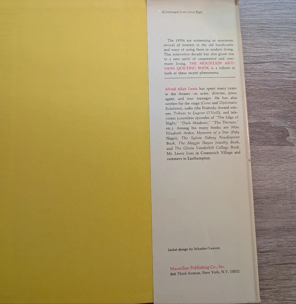 “The Mountain Artisans Quilting Book,” Hardcover with Dust Jacket, by A.A. Lewis